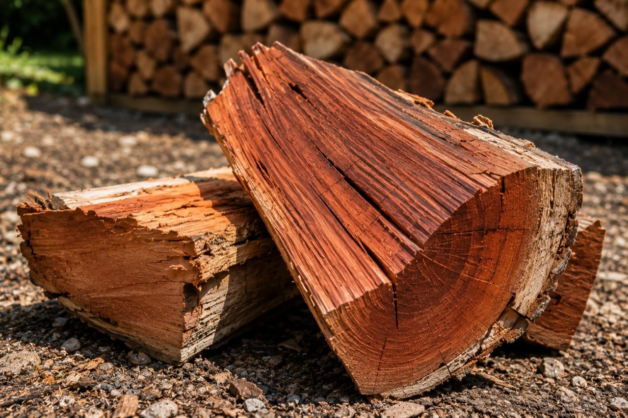 Split red gum hardwood, dense and ready to burn